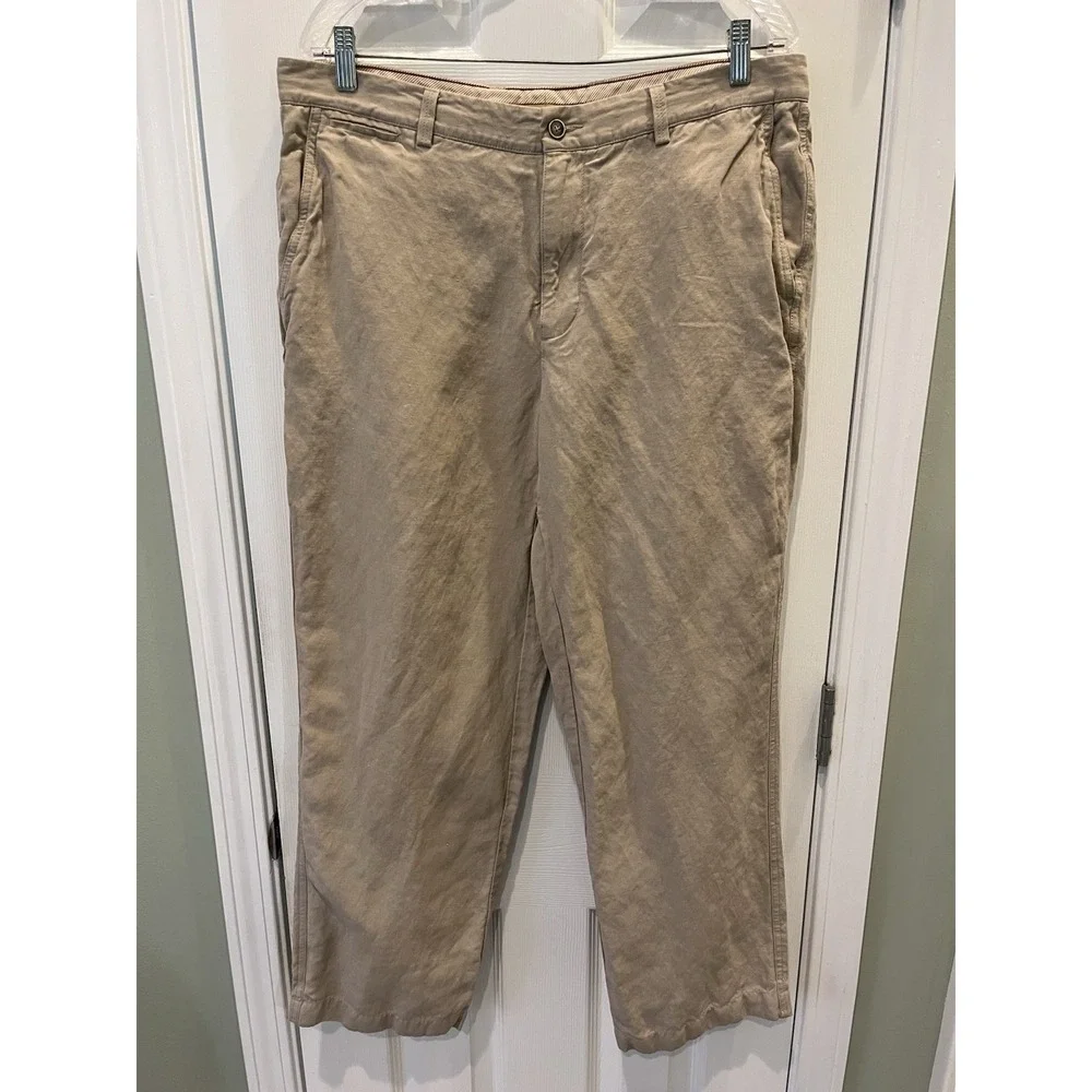 Tommy Bahama‎ Pants Mens 35X30 Chinos Linen Silk Blend Lightweight Beige Khaki
